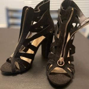 Charlotte Russe Black Front Zip Heels